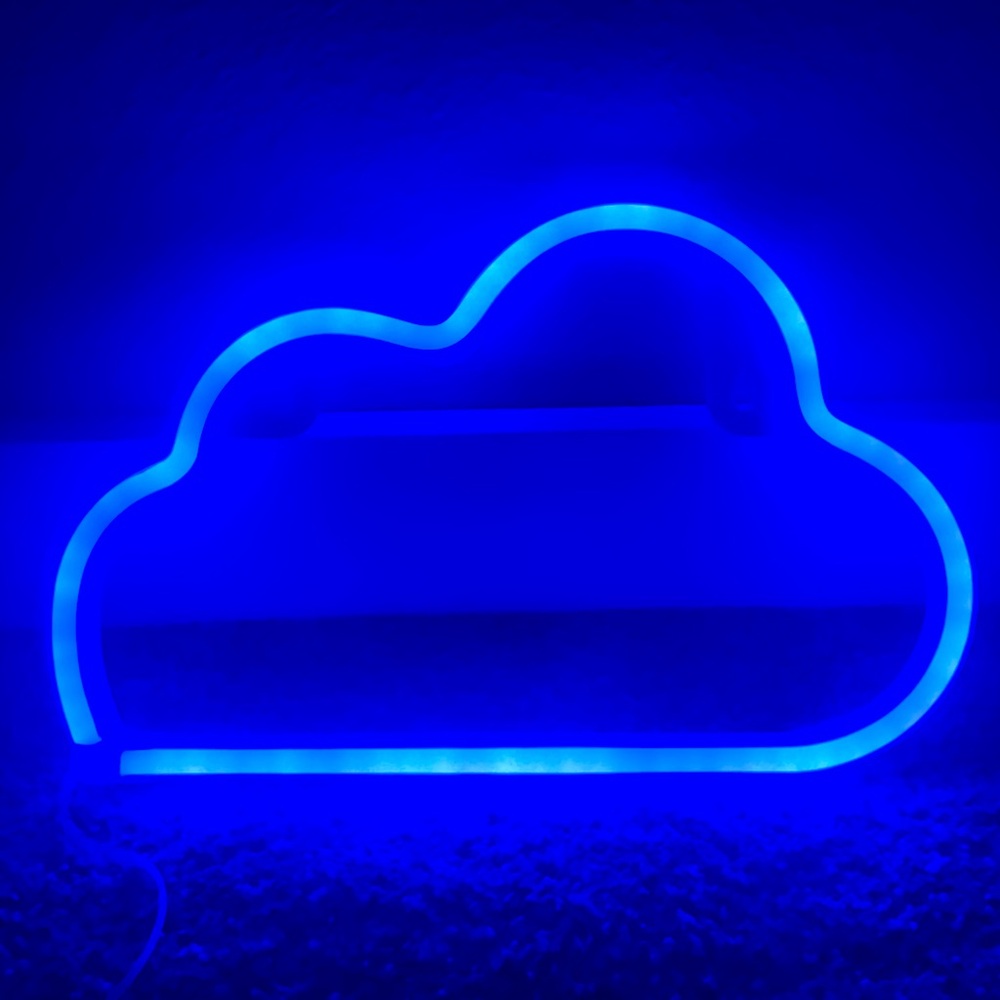 Blue LED Cloud Shaped Neon Sign Wall Decor Battery or USB Powered